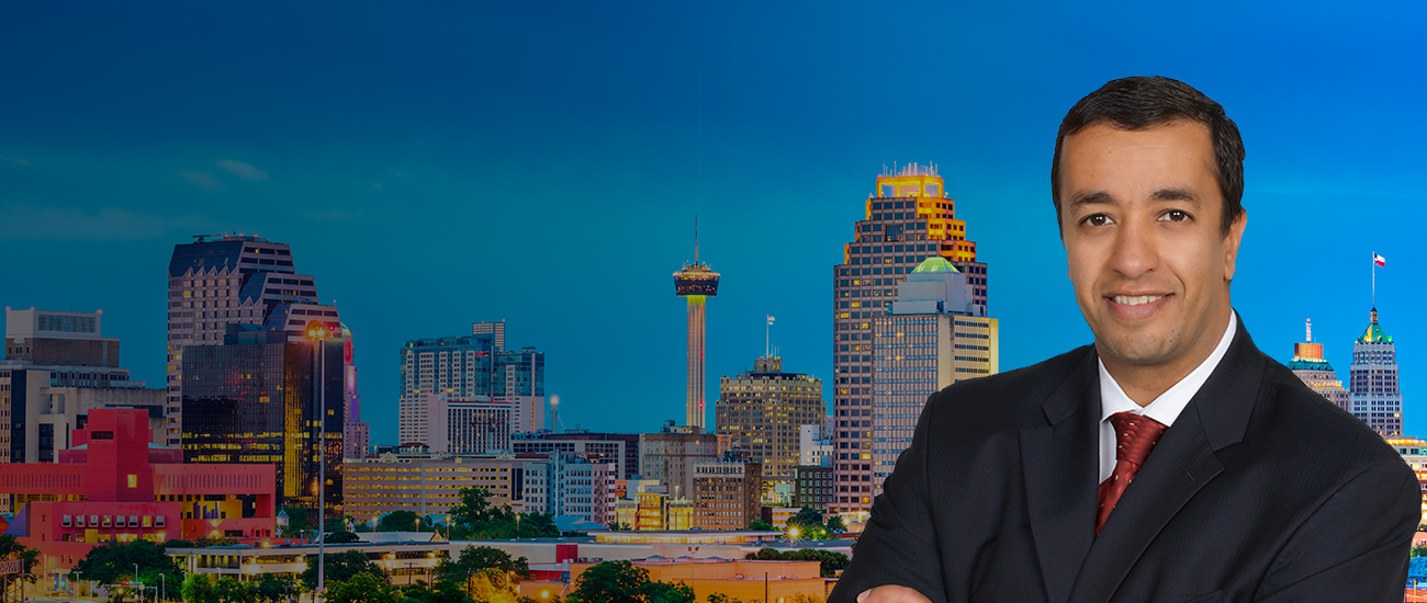 Attorney with a San Antonio Skyline at the Background